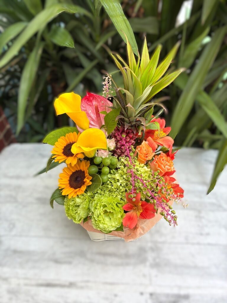 お誕生日　フラワーアレンジ　朝倉市