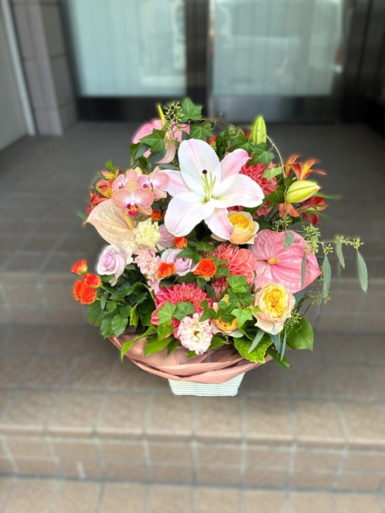 オープン祝　フラワーアレンジ　春日市