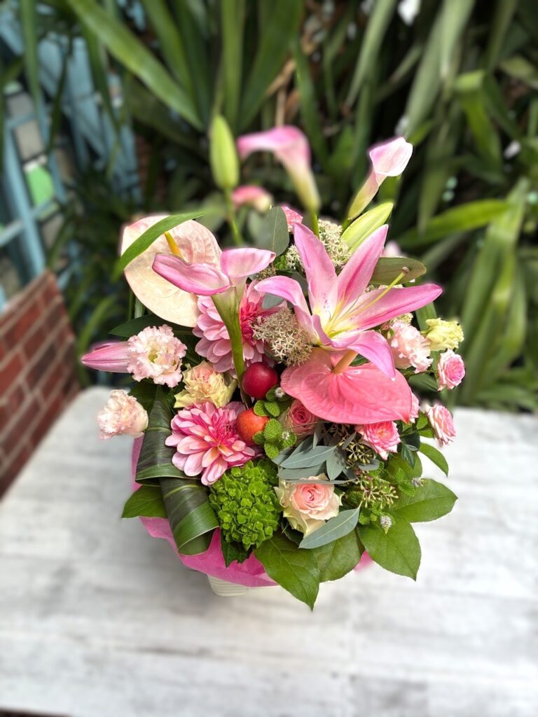 お誕生日　フラワーアレンジ　下関市